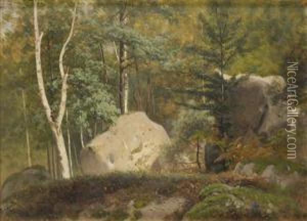 Paysage De La Foret De Fontainebleau Oil Painting - Louis Auguste Lapito
