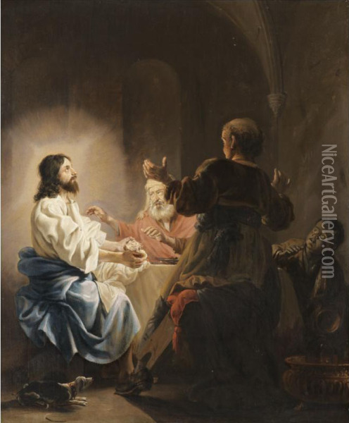 The Supper At Emmaus Oil Painting - Salomon de Bray