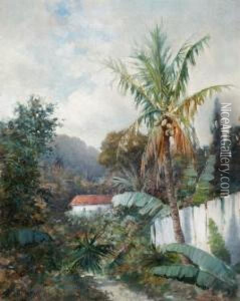 Tropical Landscape Oil Painting - William Henry Hilliard