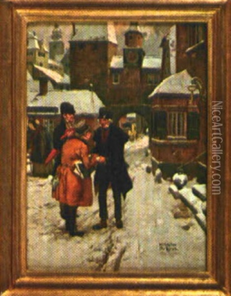 Munchener Strasenszene Im Schnee Oil Painting - Wilhelm Roegge the Younger