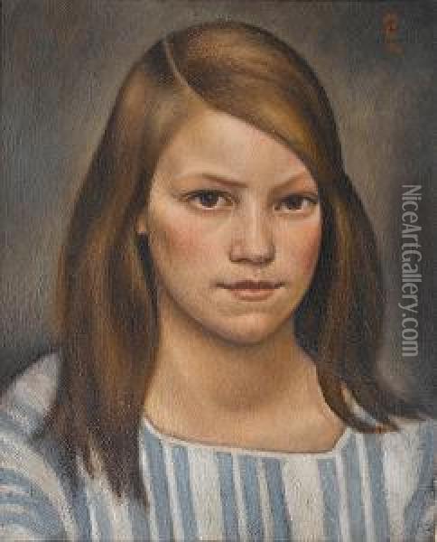 Head Of A Girl Oil Painting - Mark Gertler