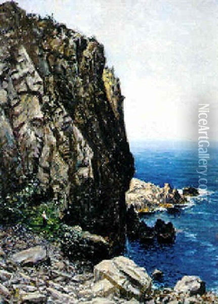 Dalmatinische Steilkuste Mit Blick Auf Das Weite Meer Oil Painting - Paul Schreckhaase