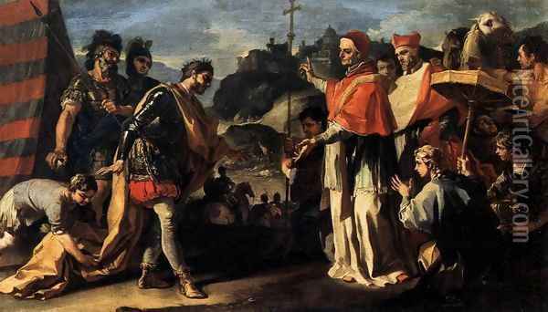 The Meeting of Pope Leo and Attila Oil Painting - Francesco Solimena