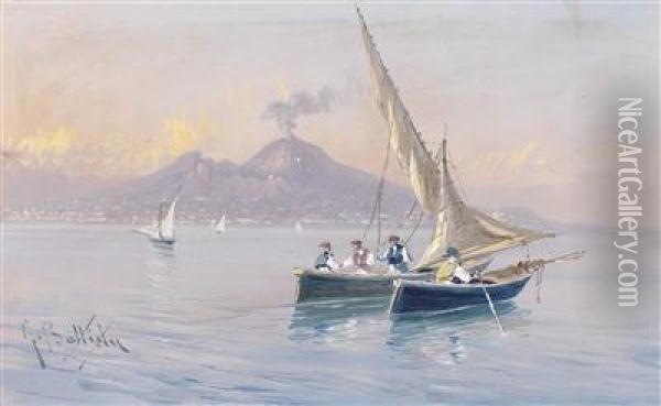 A View Of Naples And Vesuvius Oil Painting - Giovanni Battista