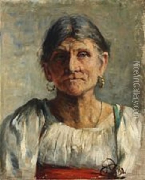 Portrait Of An Italian Woman Oil Painting - Augusta Dohlmann