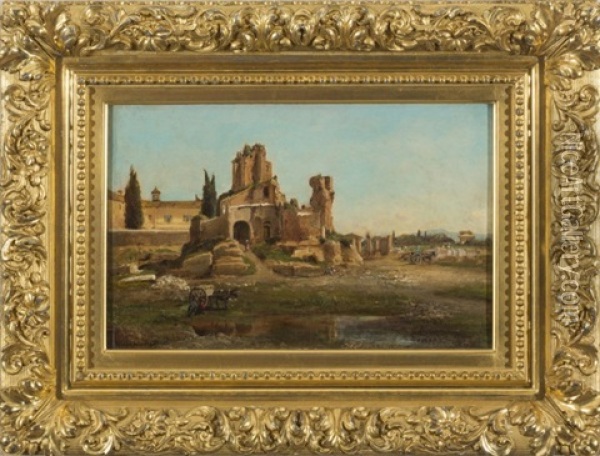 Roman Ruins Oil Painting - Henry A. Ferguson