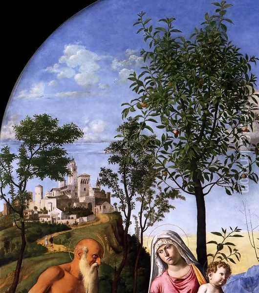 Madonna of the Orange Tree (detail) Oil Painting - Giovanni Battista Cima da Conegliano