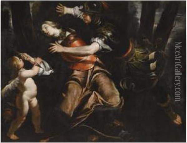 Rinaldo Intervening In Armida's Suicide Oil Painting - Giocchino Assereto