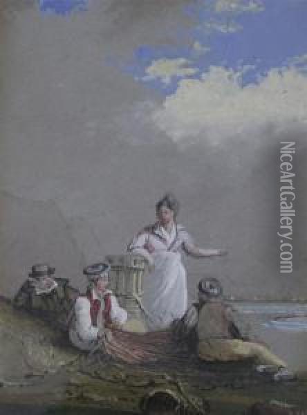 Scottish And French Fishermen On The Shore Oil Painting - Henry Martin
