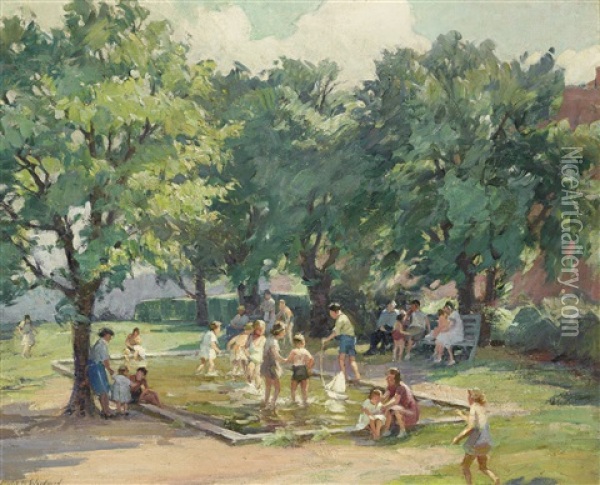 Afternoon At The Playground Oil Painting - Mabel May Woodward