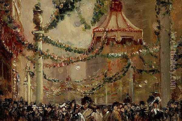 Decorations in St. Jamess Street for the Coronation of King George V, 1910 Oil Painting - George Hyde Pownall