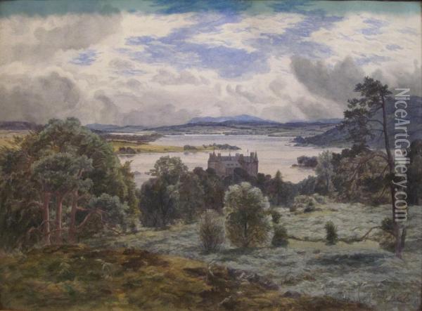 Castle By A Loch Oil Painting - John Faed