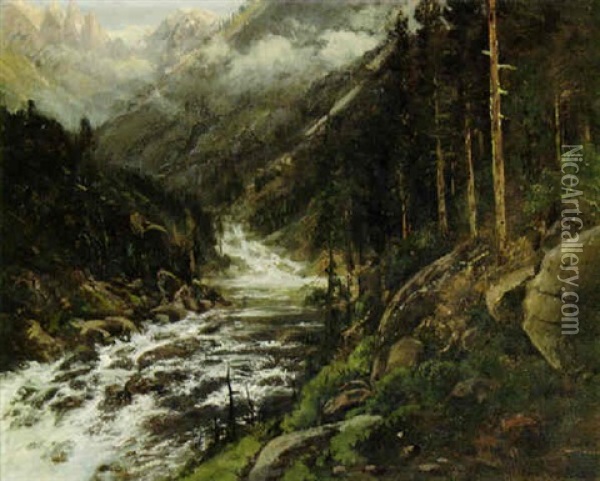 Sierra River Landscape Oil Painting - William Keith