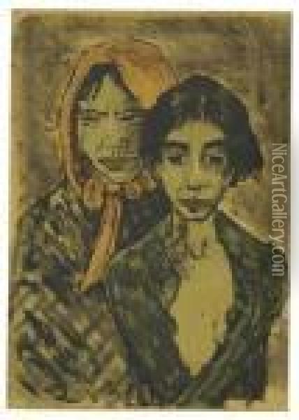 Zwei Zigeunerinnen Oil Painting - Otto Mueller