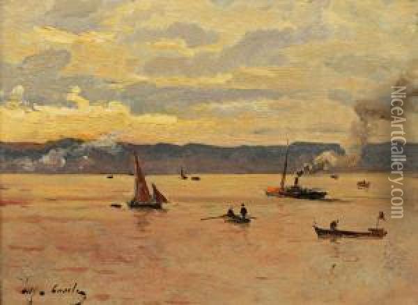 Marine Au Crepuscule Oil Painting - Alfred Casile