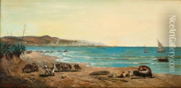 La Baie D'alger Vue Du Jardin D'essai Oil Painting - Etienne Philippe Martin