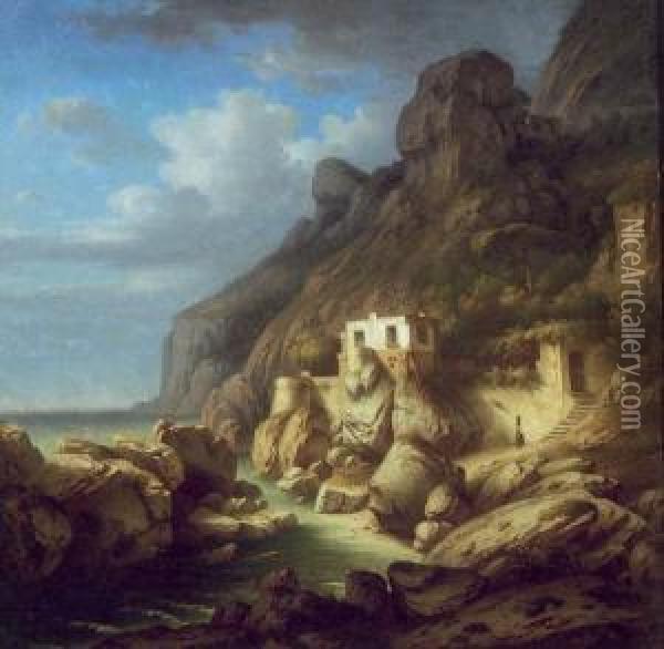 An Der Kuste Von Amalfi. Um 1830 Oil Painting - Leo Von Klenze