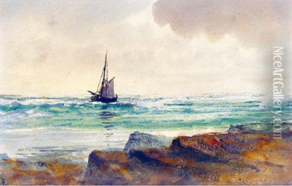 Sailing - The Last One Home Oil Painting - William Percy French