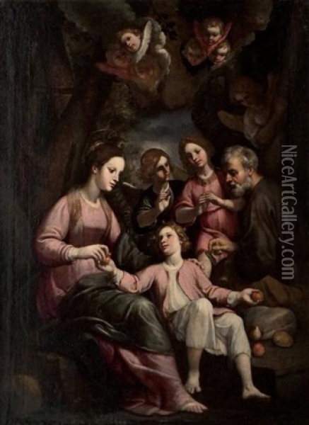 La Sainte Famille Oil Painting - Giulio Cesare Amidano