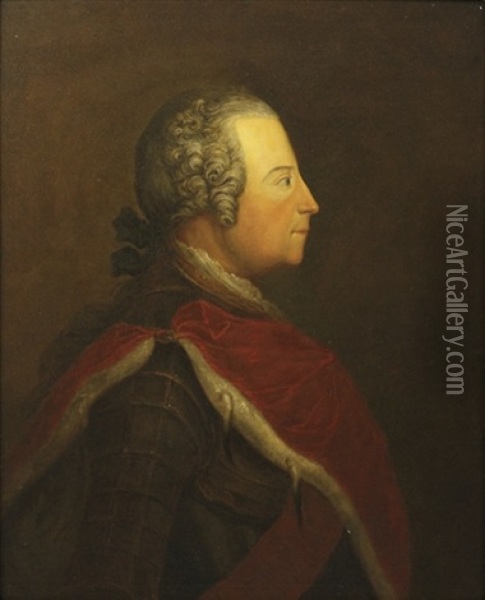 Portrait Of King Frederick Ii Of Prussia (1712-1786) Oil Painting - Antoine Pesne