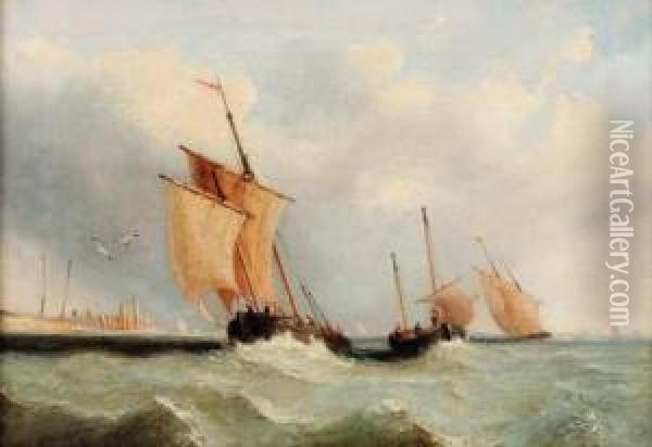 Fishing Craft Heading Out To Sea Oil Painting - Frederick Calvert