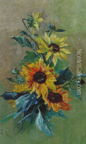 Sunflowers Oil Painting - Marian Ellis Rowan
