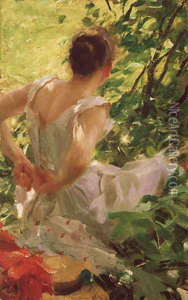 Woman Dressing Oil Painting - Anders Zorn