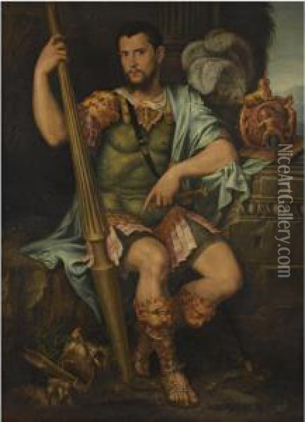 Portrait Of A Nobleman, Presumed To Be Jean De Dinteville, As St George Oil Painting - Francesco Primaticcio