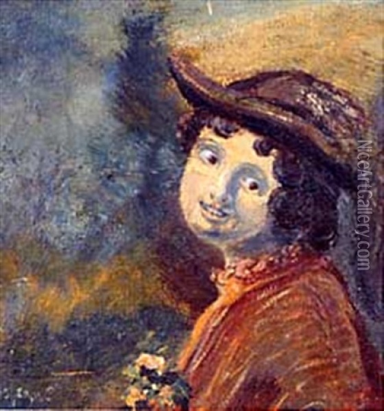 Natalie, Portrait Of A Young Woman With Hat Oil Painting - Louis Michel Eilshemius