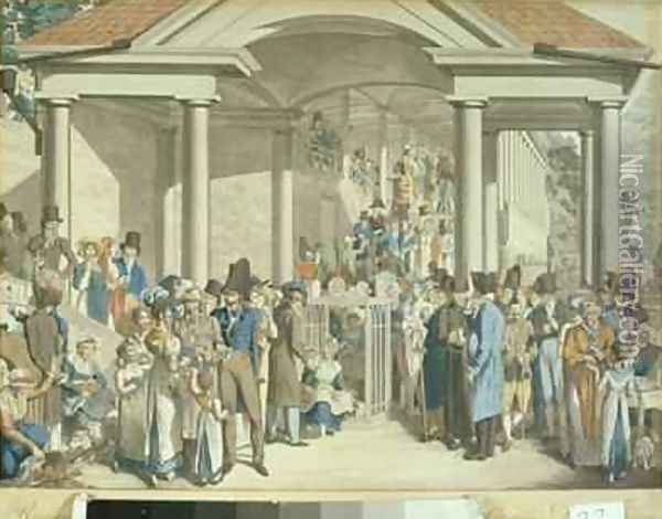 Health Community at the Karlsbader Fountain 1810 Oil Painting - George Emmanuel Opitz