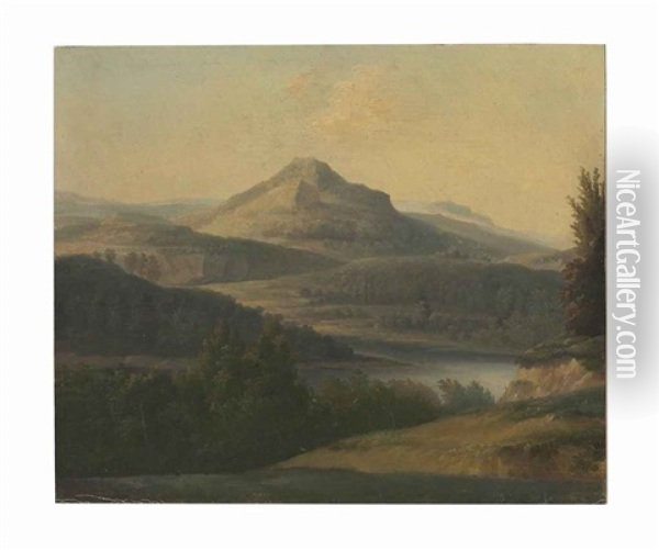 An Extensive Landscape With A River And Mountain Beyond Oil Painting - Jean Joseph Xavier Bidault