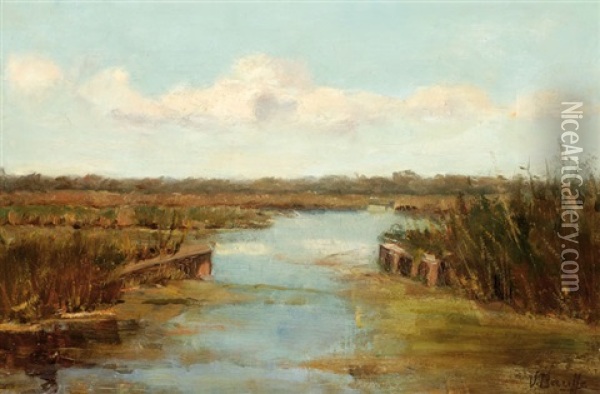 Polder Landscape Oil Painting - Victor Bauffe