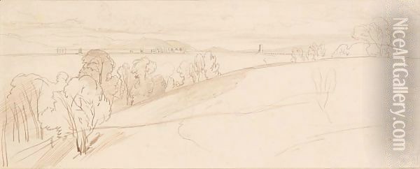 The Aqueduct Of Claudia, The Roman Campagna, Italy Oil Painting - Edward Lear