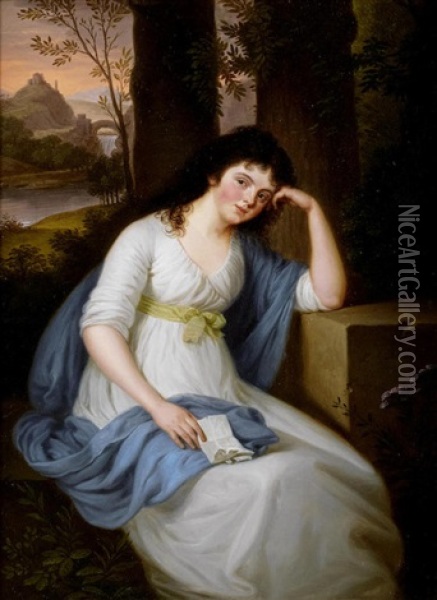 Portrait Of Anna Alexandrovna, Dutchess Of Serra-capriola Oil Painting - Ludwig Guttenbrunn