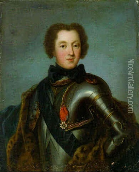 Portrait Of A Military Commander (chevalier D'eon?), Half-length, In Armour Oil Painting - Jean Marc Nattier