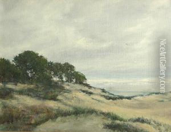 Sand Dunes And The Stormy Sea Oil Painting - Henry Joseph Breuer