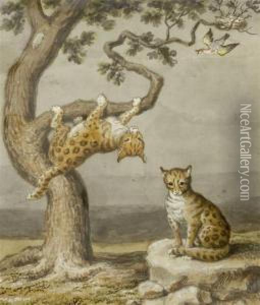 Tree With Two Ocelots And A Bird's Nest Oil Painting - Johann Heinrich Wilhelm Tischbein I