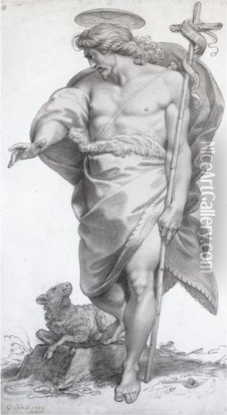 Standing Figure Of Christ As The Good Shepherd Oil Painting - Giuseppe Cades