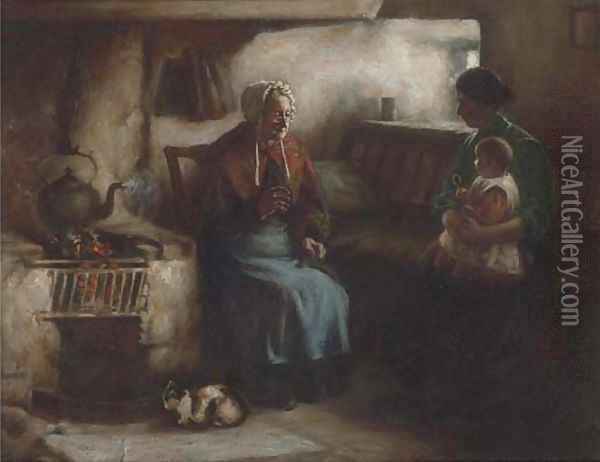 Visiting grandma Oil Painting - Henry John Dobson