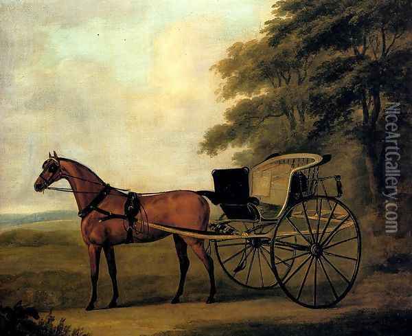 A Horse And Carriage In A Landscape Oil Painting - John Nost Sartorius