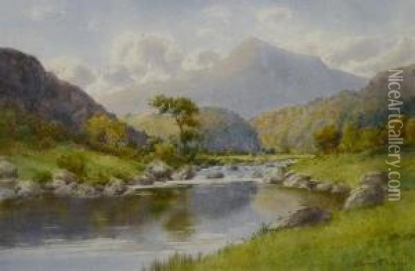 River Llugwy And Moel Sibab Oil Painting - Warren Williams