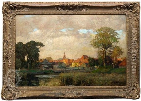 Hollandische Stadt Oil Painting - Gustav Schoenleber