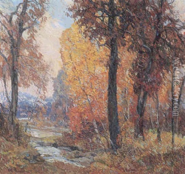 Stream Through The Fall Woods Oil Painting - Carl Rudolph Krafft
