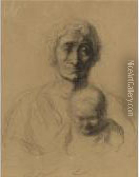 Mere Et Enfant Oil Painting - Honore Daumier