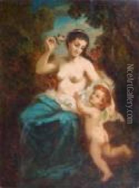 Venus Et Cupidon Oil Painting - Narcisse-Virgile D Az De La Pena
