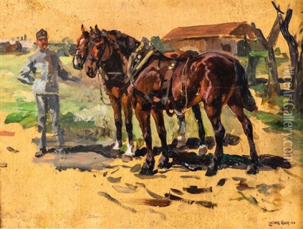 Pferdegespann Oil Painting - Ludwig Koch