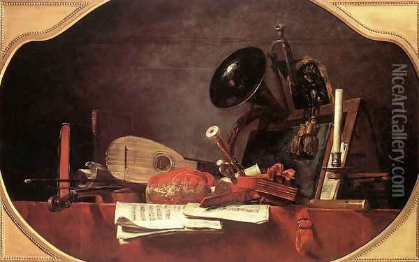 Attributes of Music 1765 Oil Painting - Jean-Baptiste-Simeon Chardin