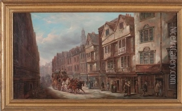London Coach On Wyeh Street Oil Painting - John Charles Maggs