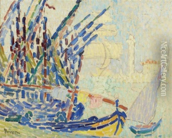Voiliers Dans Le Port De Saint-tropez Oil Painting - Henri Person