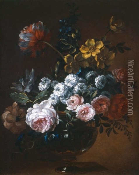 Blumenstillleben Mit Vase (pair) Oil Painting - Jean-Baptiste Monnoyer